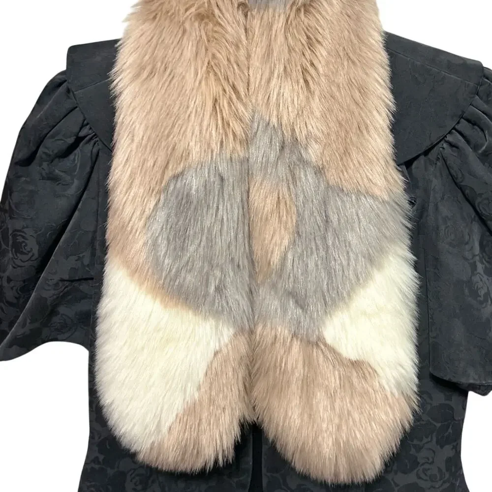 Ann Taylor The Loft Faux Fur Scarf Two Way Multicolor Pink Lavender Cream Winter